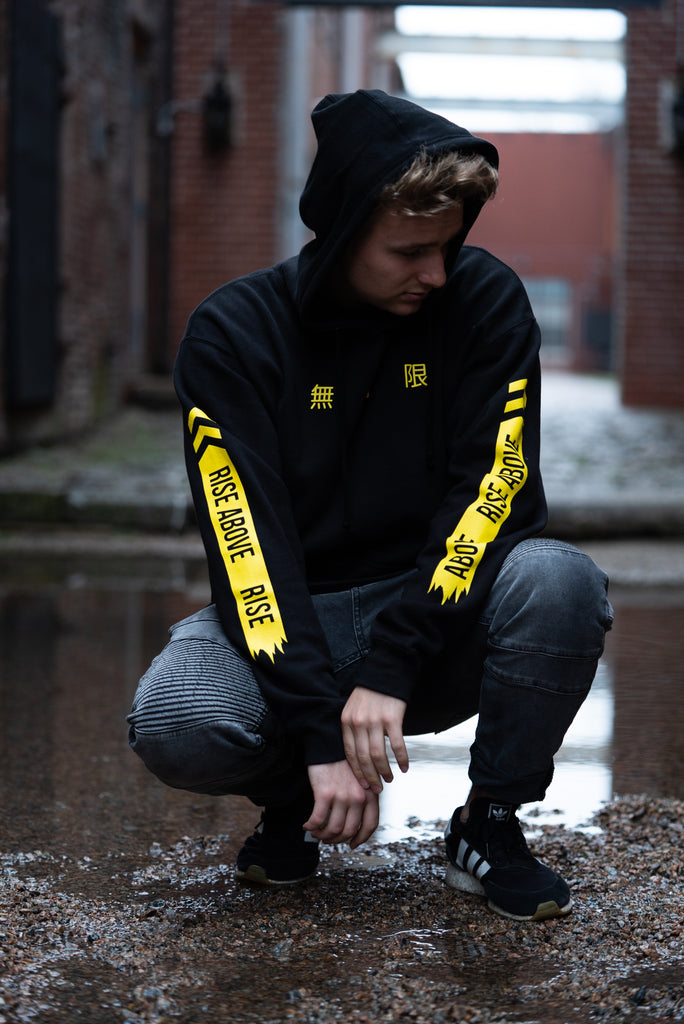 Limitless Hoodie black and yellow – Rise Above